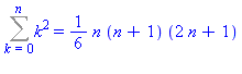 Sum(k^2, k = 0 .. n) = 1/6*n*(n+1)*(2*n+1)