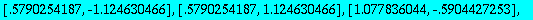 XX := [-1.237876779, -.3714069472], [-1.237876779, ...