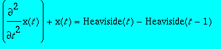 diff(x(t),`$`(t,2))+x(t) = Heaviside(t)-Heaviside(t...