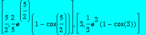 res := [1/2, 2*exp(1/2)*(1-cos(1/2))], [1, exp(1)*(...