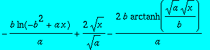 -b*ln(-b^2+a*x)/a+2/a^(1/2)*x^(1/2)-2*b/a*arctanh(a...